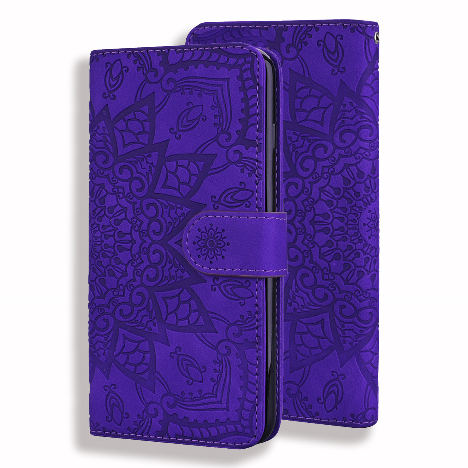 Samsung Galaxy S22 Book Case Hoesje met Mandala Patroon - Pasjeshouder - Portemonnee - PU Leer - Samsung Galaxy S22 - Paars