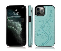 JVS Products Samsung Galaxy S22 Plus hoesje - Backcover - Pasjeshouder - Portemonnee - Bloemenprint - Kunstleer - Turquoise