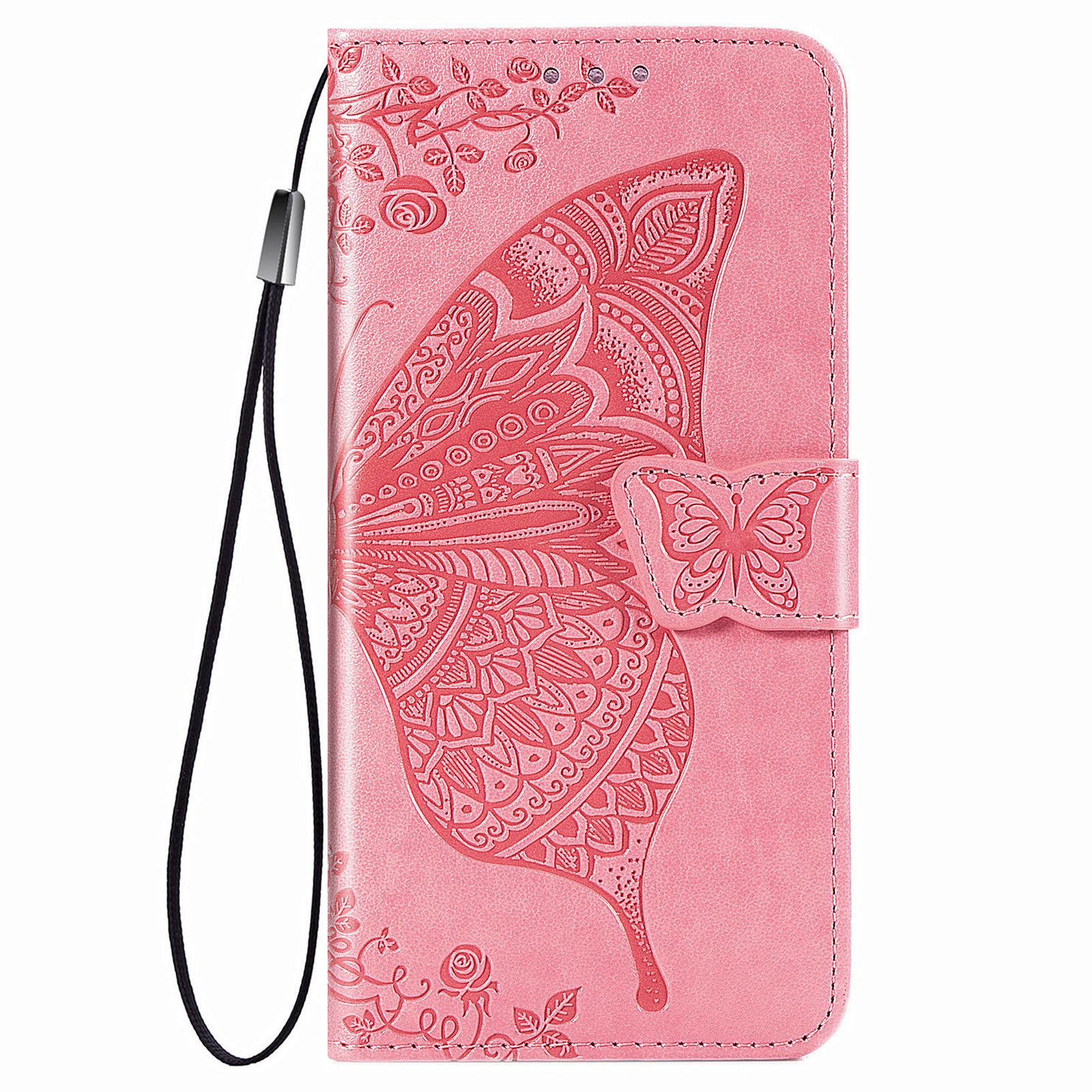 Samsung Galaxy S22 Ultra Book Case Hoesje met Patroon - Vlinderpatroon - PU Leer - Pasjeshouder - Samsung Galaxy S22 Ultra - Roze