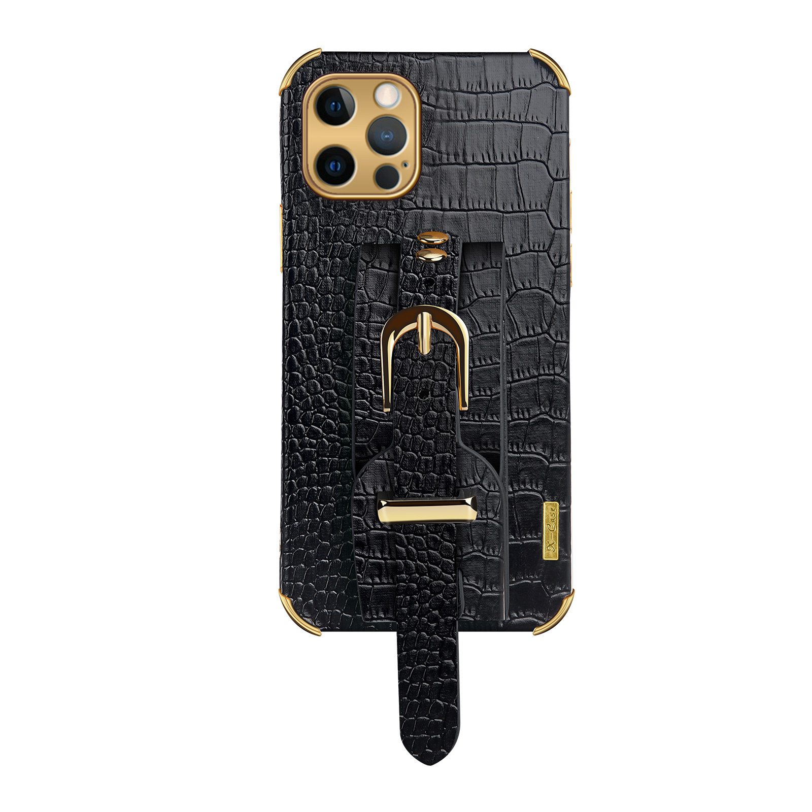 Samsung Galaxy S21 hoesje - Backcover - Slangenprint - Handvat - Gesp - Kunstleer - Zwart afbeelding