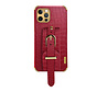 iPhone 12 hoesje - Backcover - Slangenprint - Handvat - Gesp - Kunstleer - Rood kopen