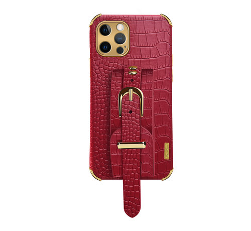 JVS Products iPhone 11 Pro hoesje - Backcover - Slangenprint - Handvat - Gesp - Kunstleer - Rood kopen