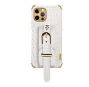 JVS Products iPhone 7 hoesje - Backcover - Slangenprint - Handvat - Gesp - Kunstleer - Wit