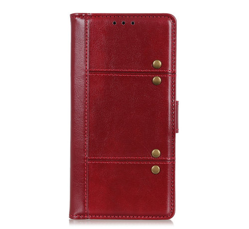 JVS Products iPhone 12 hoesje - Bookcase - Pasjeshouder - Portemonnee - Kunstleer - Rood kopen