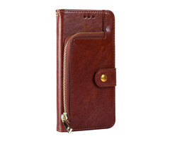 JVS Products Samsung Galaxy S10 Plus hoesje - Bookcase - Koord - Pasjeshouder - Portemonnee - Rits - Kunstleer - Bruin