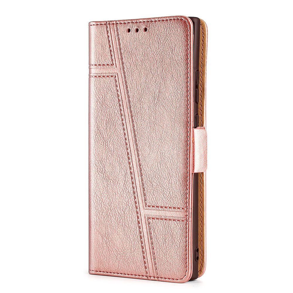 Samsung Galaxy S21 FE Book Case Hoesje met Patroon - PU Leer - Pasjeshouder - Magnetische Sluiting - Samsung Galaxy S21 FE - Rose Goud