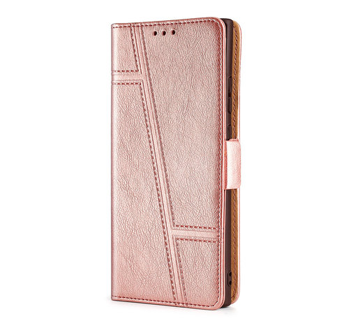 JVS Products iPhone 12 hoesje - Bookcase - Pasjeshouder - Portemonnee - Patroon - Kunstleer - Rose Goud kopen