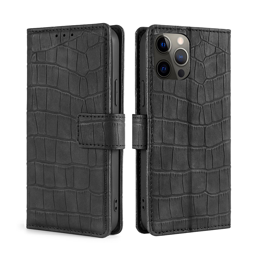 Samsung Galaxy A42 hoesje - Bookcase - Pasjeshouder - Portemonnee - Krokodil patroon - Kunstleer - Zwart afbeelding