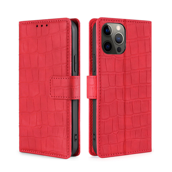 JVS Products Samsung Galaxy Note 20 hoesje - Bookcase - Pasjeshouder - Portemonnee - Krokodil patroon - Kunstleer - Rood
