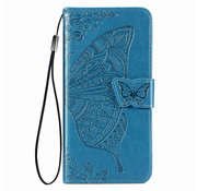JVS Products Samsung Galaxy A42 Book Case Hoesje met Patroon - Vlinderpatroon - PU Leer - Pasjeshouder - Samsung Galaxy A42 - Blauw