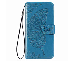 JVS Products Samsung Galaxy S21 hoesje - Bookcase - Pasjeshouder - Portemonnee - Vlinderpatroon - Kunstleer - Blauw
