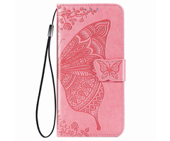 JVS Products Samsung Galaxy S20 Ultra hoesje - Bookcase - Pasjeshouder - Portemonnee - Vlinderpatroon - Kunstleer - Roze