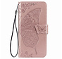iPhone 12 Book Case Hoesje met Patroon - Vlinderpatroon - Kunstleer - Pasjeshouder - Apple iPhone 12 - Rose Goud kopen