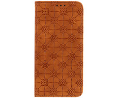 JVS Products Samsung Galaxy A72 hoesje - Bookcase - Pasjeshouder - Portemonnee - Bloemenpatroon - Kunstleer - Bruin