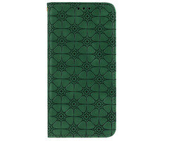 JVS Products Samsung Galaxy A72 hoesje - Bookcase - Pasjeshouder - Portemonnee - Bloemenpatroon - Kunstleer - Groen