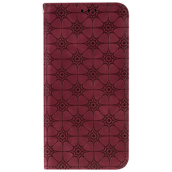 JVS Products Samsung Galaxy S21 Plus hoesje - Bookcase - Pasjeshouder - Portemonnee - Bloemenpatroon - Kunstleer - Rood