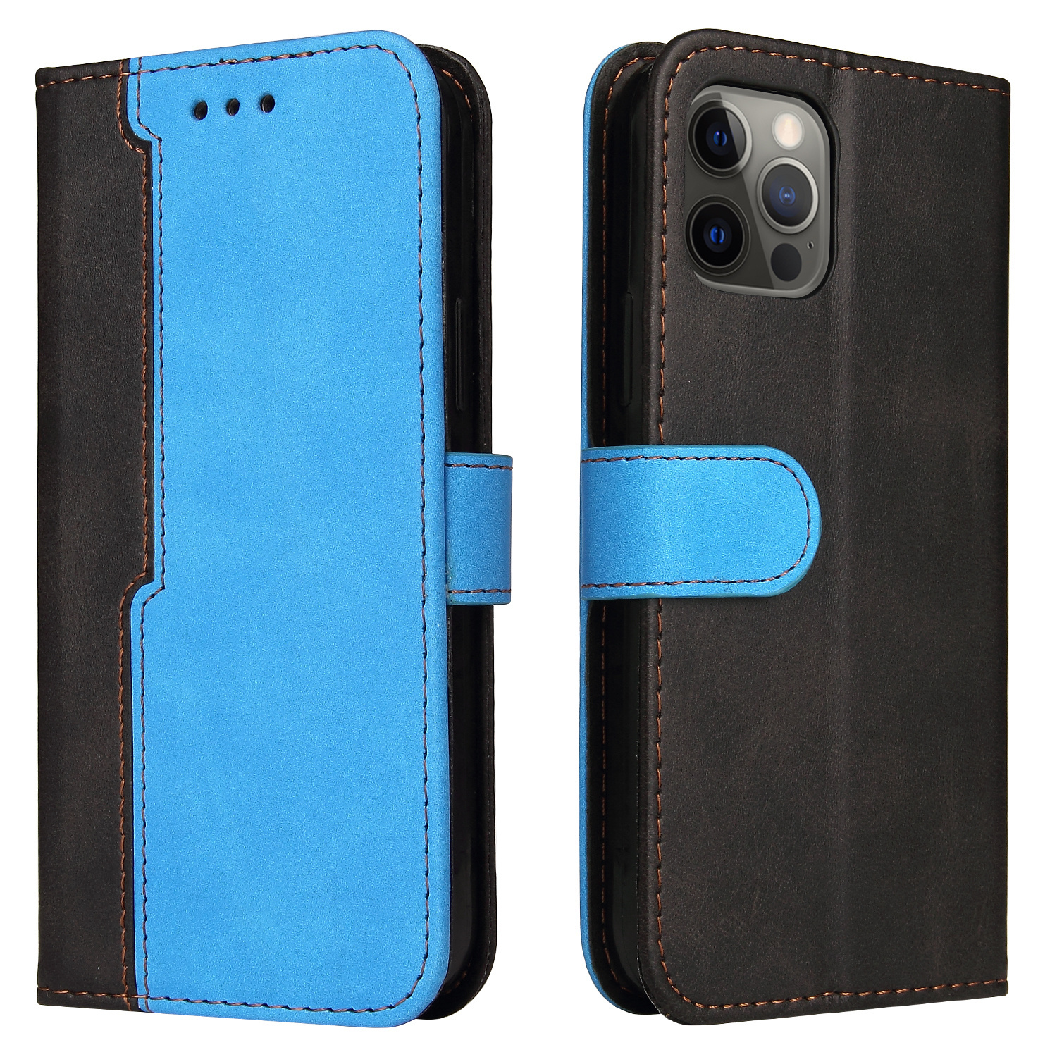 Samsung Galaxy A42 hoesje - Bookcase - Koord - Pasjeshouder - Portemonnee - Tweekleurig - Kunstleer - Zwart/Blauw afbeelding