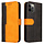 Samsung Galaxy A42 hoesje - Bookcase - Koord - Pasjeshouder - Portemonnee - Tweekleurig - Kunstleer - Zwart/Oranje