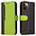 Samsung Galaxy S21 FE hoesje - Bookcase - Koord - Pasjeshouder - Portemonnee - Tweekleurig - Kunstleer - Zwart/Groen