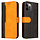 Samsung Galaxy S21 Plus hoesje - Bookcase - Koord - Pasjeshouder - Portemonnee - Tweekleurig - Kunstleer - Zwart/Oranje