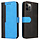 iPhone 12 hoesje - Bookcase - Koord - Pasjeshouder - Portemonnee - Tweekleurig - Kunstleer - Zwart/Blauw