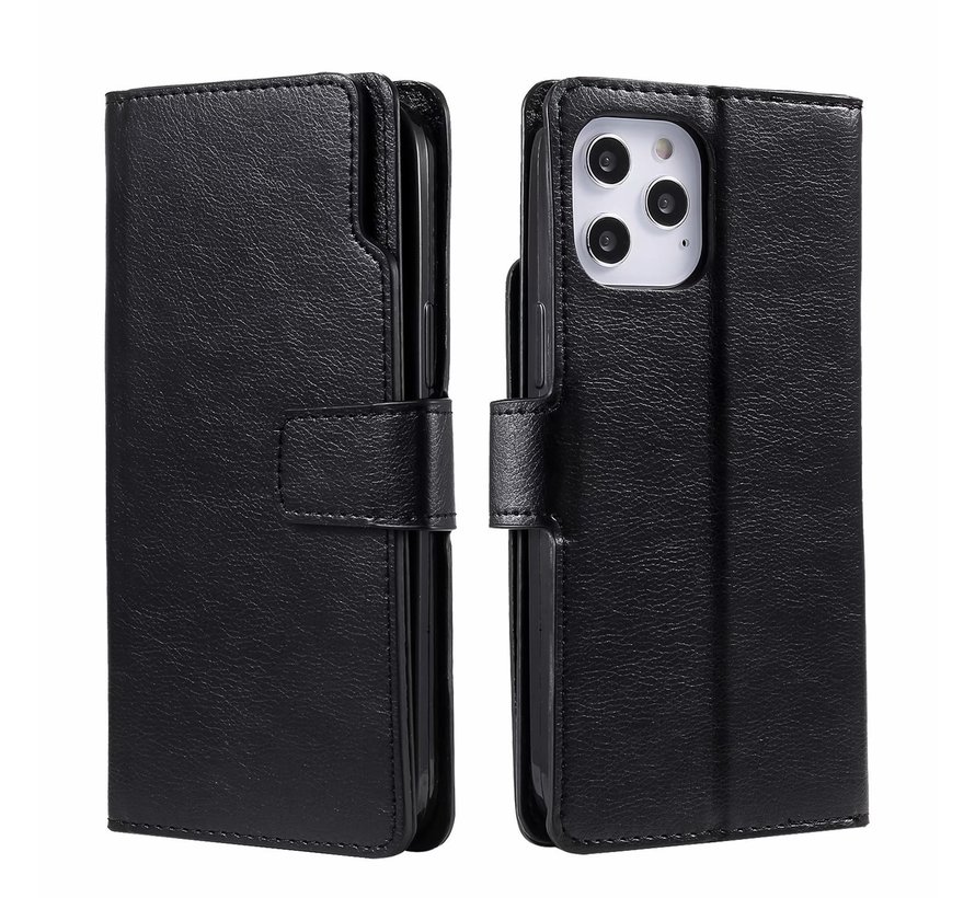 iPhone 12 Mini hoesje - Bookcase - Pasjeshouder - Portemonnee - Luxe - Kunstleer - Zwart kopen