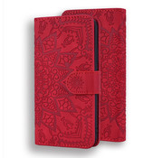 JVS Products Samsung Galaxy A42 Book Case Hoesje met Mandala Patroon - Pasjeshouder - Portemonnee - Kunstleer - Samsung Galaxy A42 - Rood