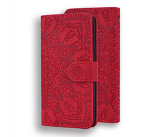 JVS Products Samsung Galaxy A21S hoesje - Bookcase - Pasjeshouder - Portemonnee - Mandalapatroon - Kunstleer - Rood