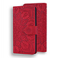 iPhone 12 Mini Book Case Hoesje met Mandala Patroon - Pasjeshouder - Portemonnee - PU Leer - Apple iPhone 12 Mini - Rood
