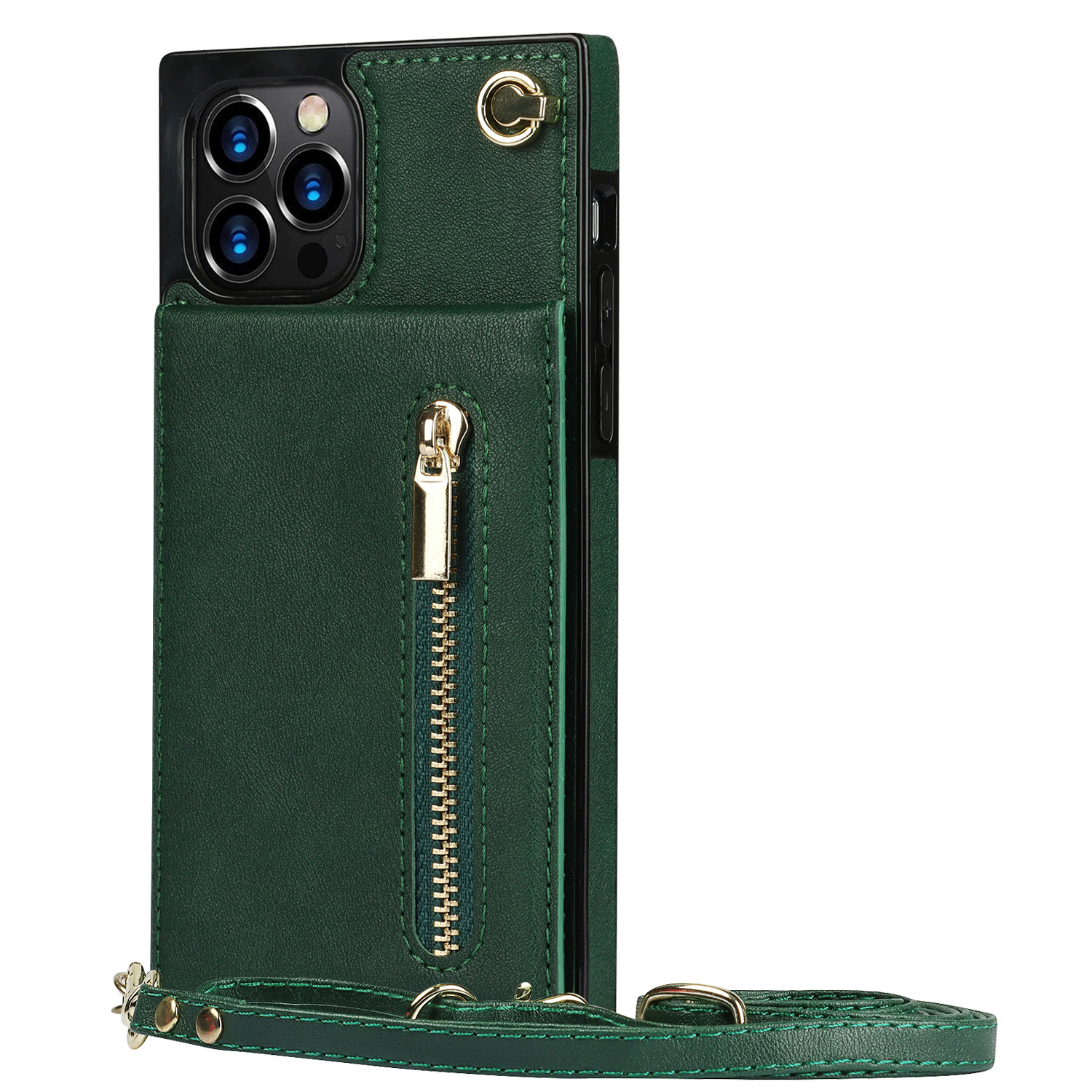 iPhone XR hoesje - Backcover - Pasjeshouder - Portemonnee - Koord - Kunstleer - Groen