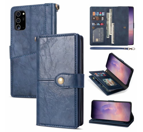 JVS Products iPhone 12 Mini hoesje - Bookcase - Pasjeshouder - Portemonnee - Luxe - Kunstleer - Blauw kopen