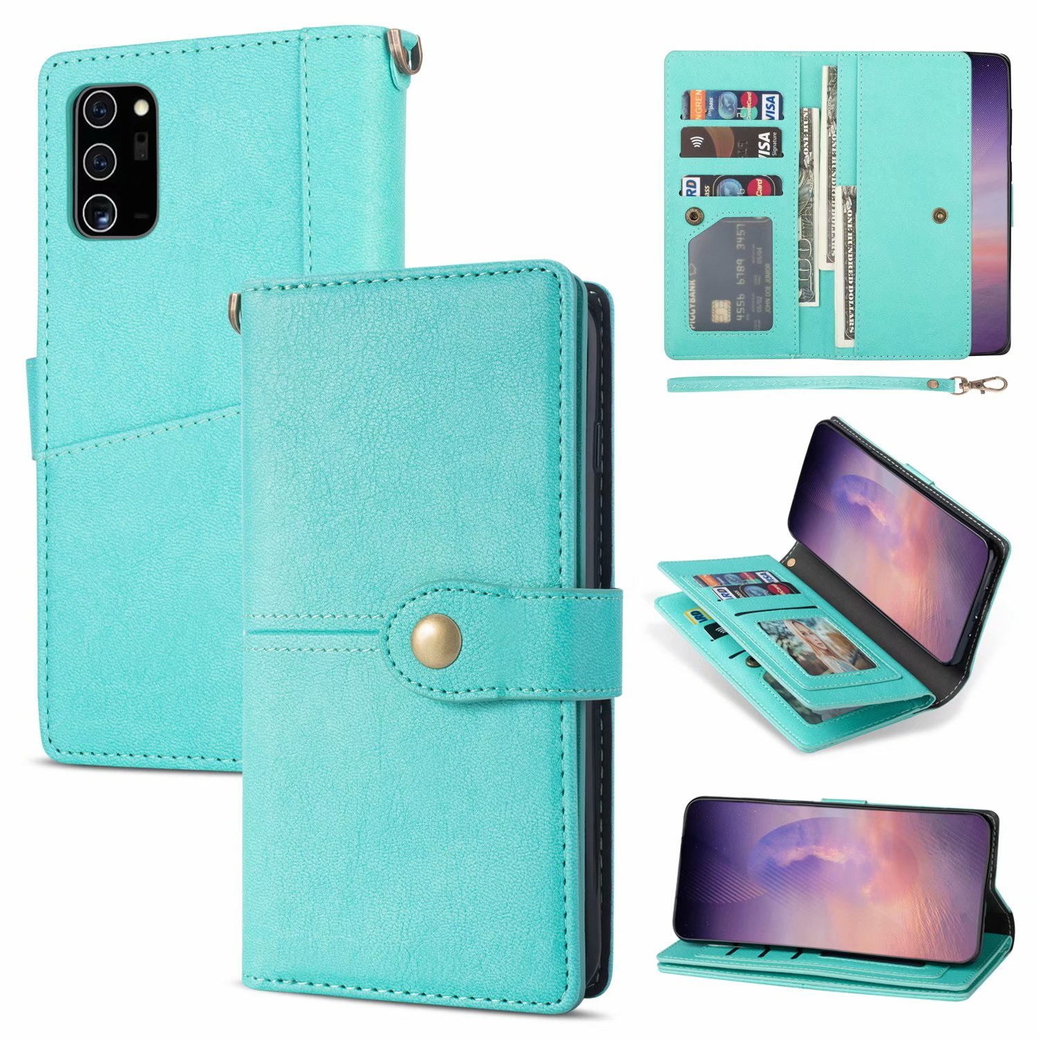 JVS Products iPhone 12 Pro Max hoesje - Bookcase - Pasjeshouder - Portemonnee - Luxe - Kunstleer - Turquoise