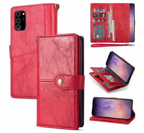 JVS Products iPhone 12 Pro hoesje - Bookcase - Pasjeshouder - Portemonnee - Luxe - Kunstleer - Rood kopen