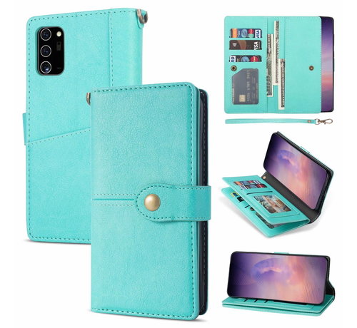JVS Products iPhone 12 Luxe Book Case Hoesje met Koord - PU Leer - Pasjeshouder - Magnetische Sluiting - Apple iPhone 12 - Turquoise