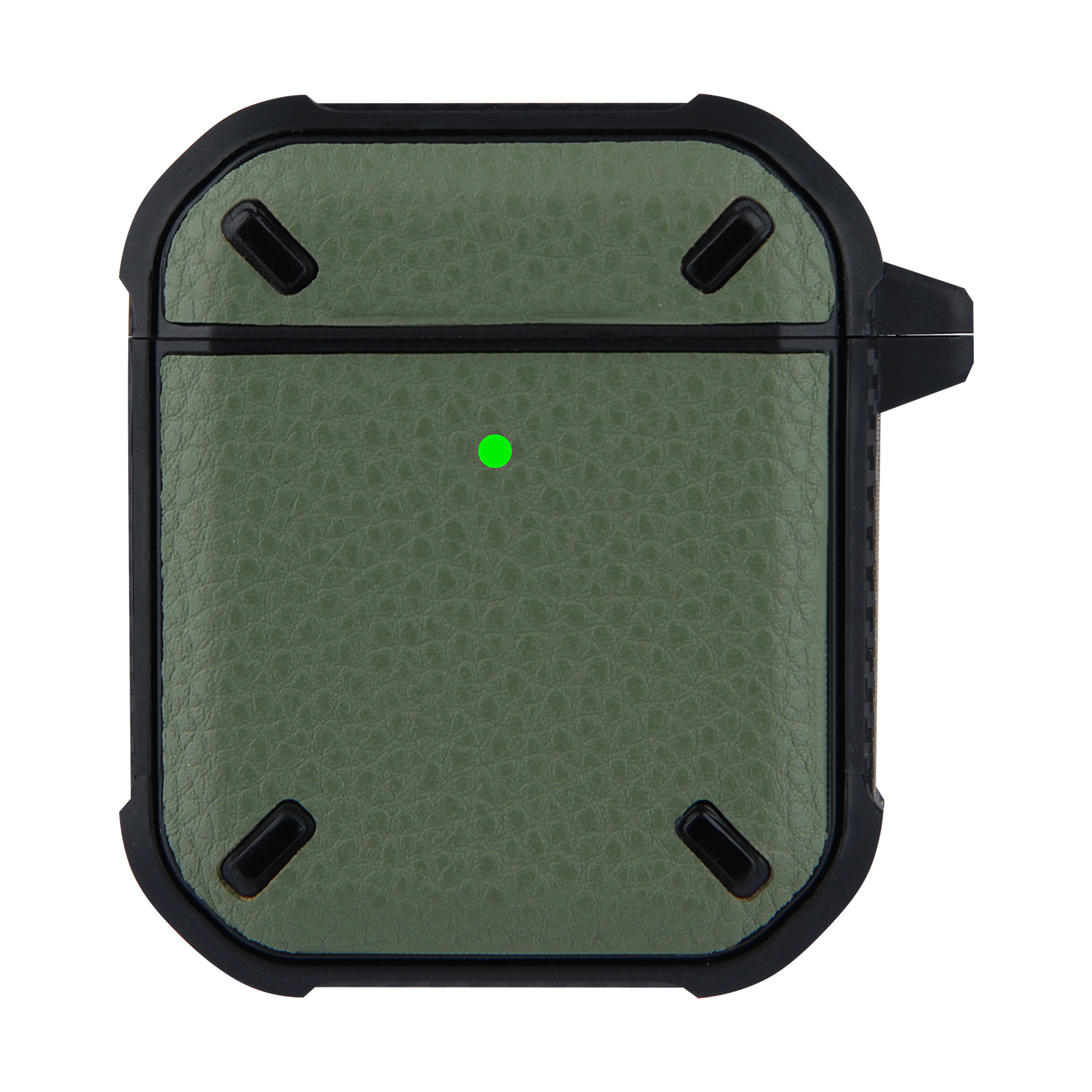 Hoesje geschikt voor Airpods 1 en 2 - Softcase - Sleutelhanger - Cover - Siliconen - Legergroen kopen afbeelding