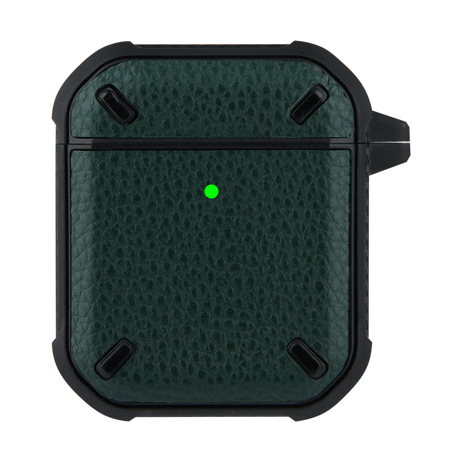 Hoesje geschikt voor Airpods 1 en 2 - Softcase - Sleutelhanger - Cover - Siliconen - Donkergroen kopen afbeelding