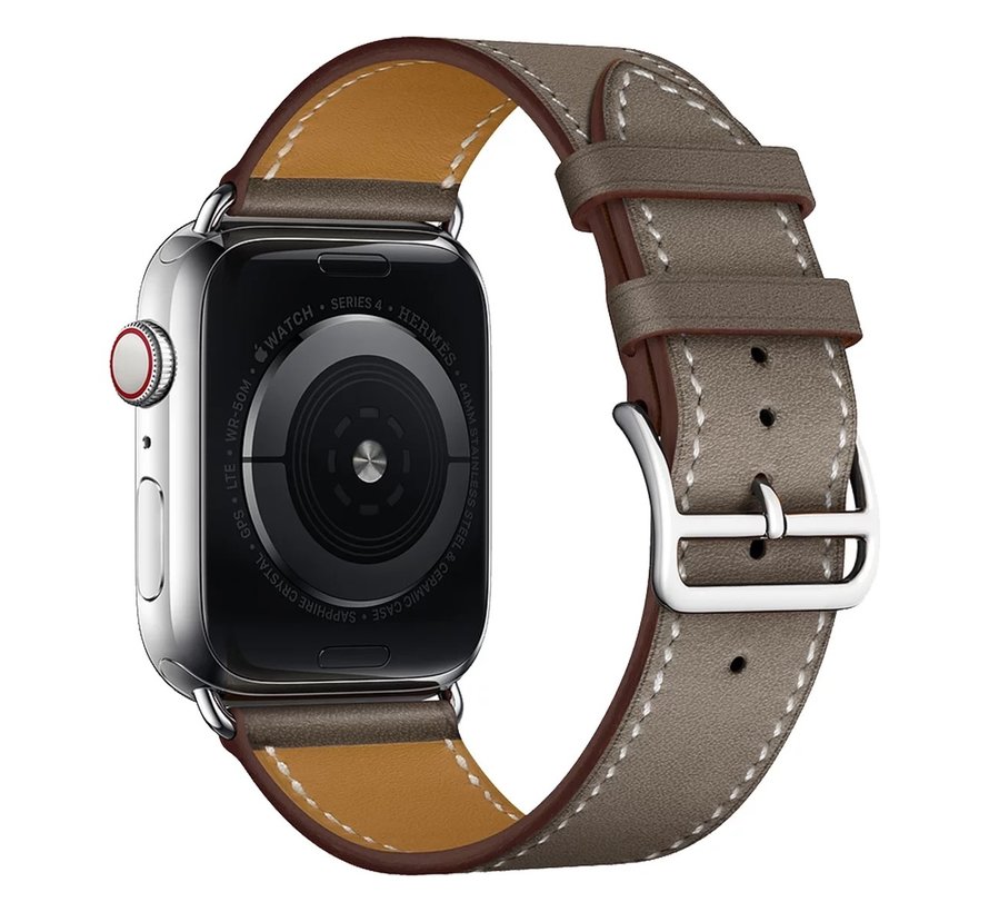 Bandje geschikt voor Apple Watch 42/44 MM - Horloge bandje - Polsband - Kunstleer - Grijs kopen