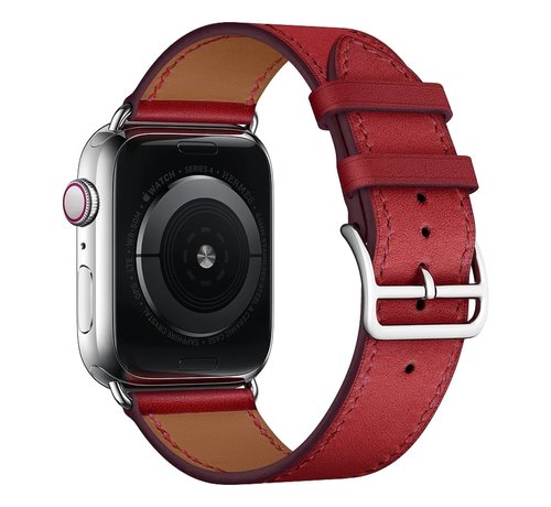 JVS Products Bandje geschikt voor Apple Watch 42/44 MM - Horloge bandje - Polsband - Kunstleer - Rood kopen