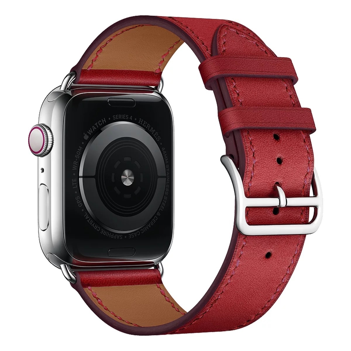 Bandje geschikt voor Apple Watch 38/40MM - Maat L - Horlogebandje - Polsband - Kunstleer - Rood afbeelding