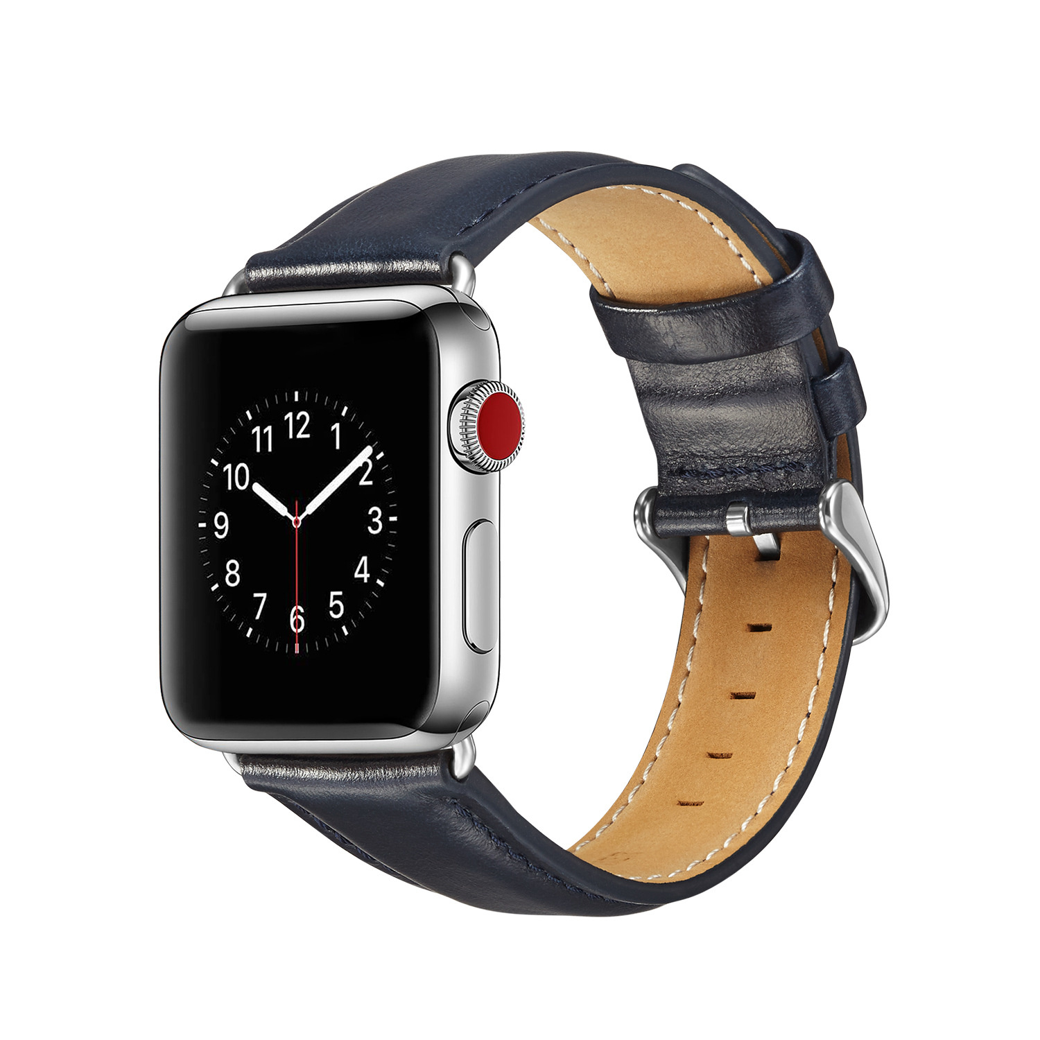 Bandje geschikt voor Apple Watch 38/40MM - Maat L - Horlogebandje - Polsband - Kunstleer - Blauw afbeelding