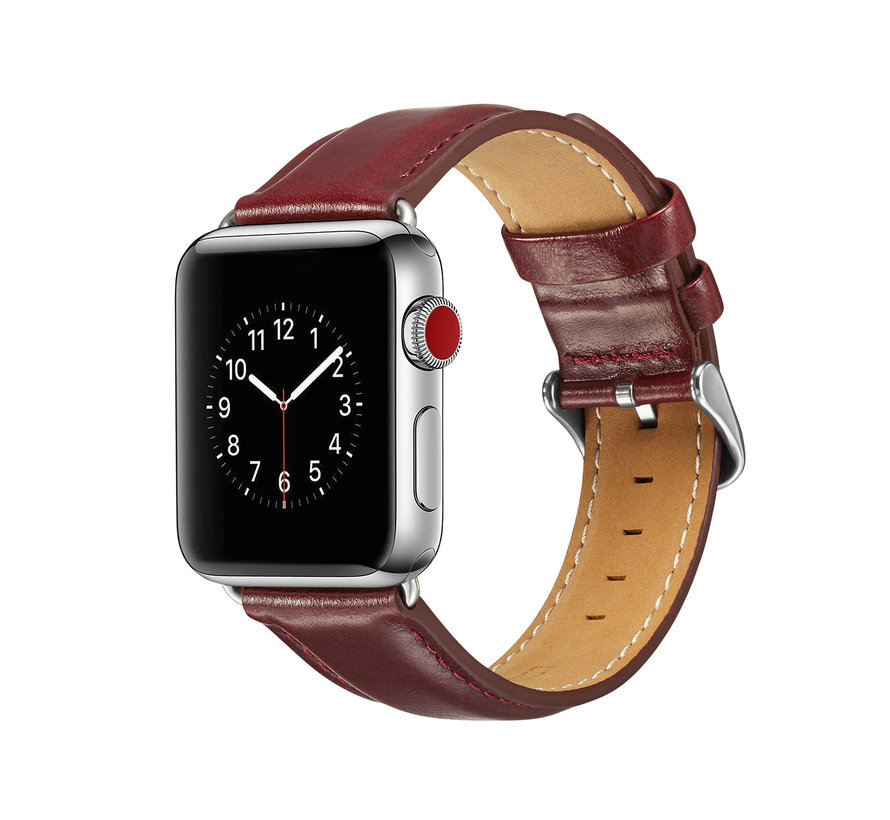 Bandje geschikt voor Apple watch 38/40MM - Horloge bandje - Polsband - Kunstleer - Rood kopen
