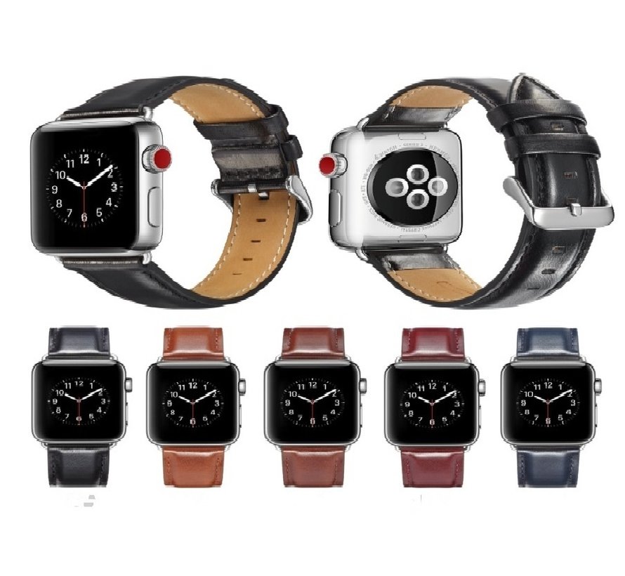 Apple Watch 38/40MM Leren Bandje - Kunstleer - Horloge Bandje - Polsband - Kunstleer - Geschikt voor Apple Watch 1 / 2 / 3 / 4 / 5 / 6 / SE - Rood kopen