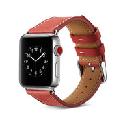 JVS Products Apple Watch 42/44MM Leren Bandje - Kunstleer - Horloge Bandje - Polsband - Kunstleer - Apple Watch 1 / 2 / 3 / 4 / 5 / 6 / SE - Rood