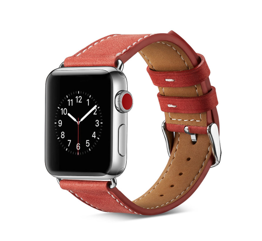 tobben geestelijke gezondheid Beven Apple Watch 38/40MM Leren Bandje - Leer - Horloge Bandje - Polsband -  Kunstleer - Apple Watch 1 / 2 / 3 / 4 / 5 / 6 / SE - Rood - AllYourGames.nl