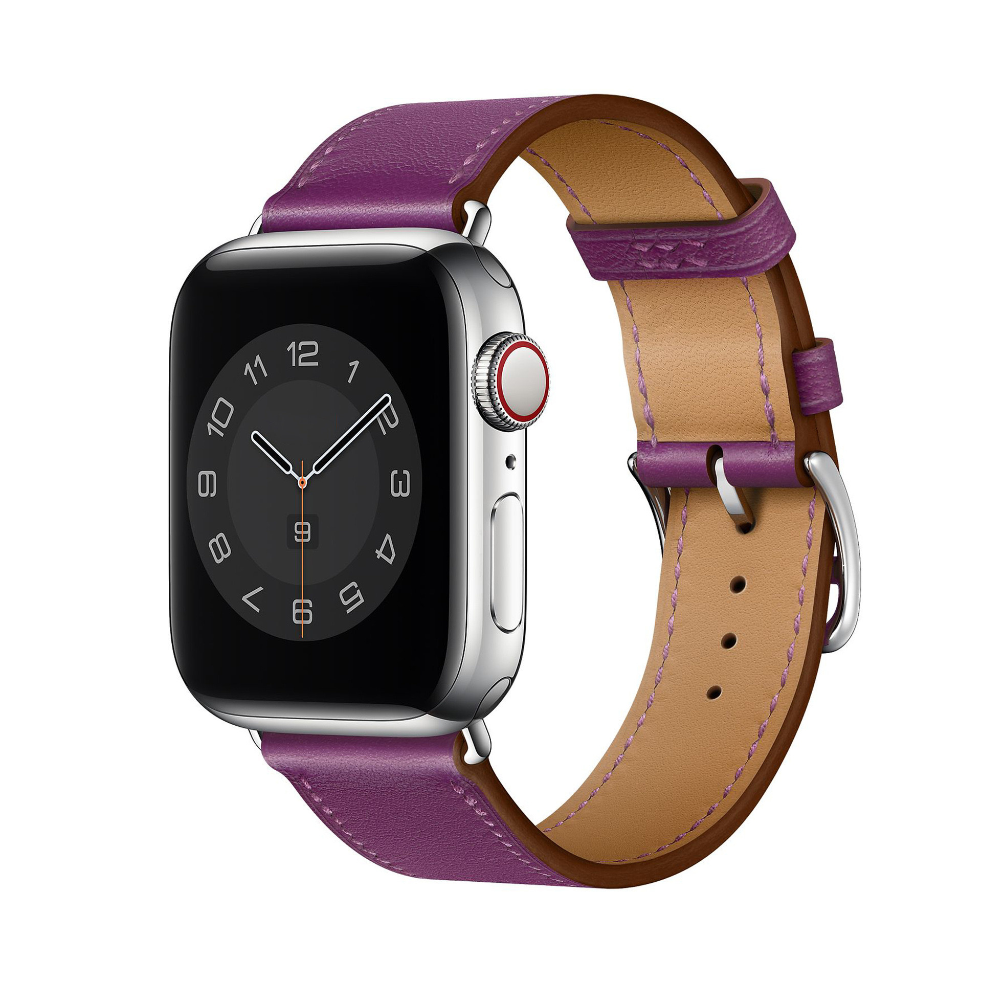Bandje geschikt voor Apple Watch 42/44MM - Maat L - Horlogebandje - Polsband - Kunstleer - Paars afbeelding