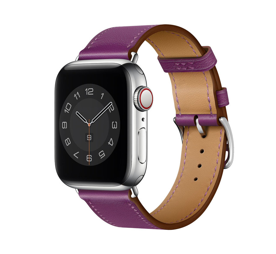 Apple Watch 42/44MM Leren Bandje - Kunstleer - Horloge Bandje - Polsband - Kunstleer - Apple Watch 1 / 2 / 3 / 4 / 5 / 6 / SE - Paars