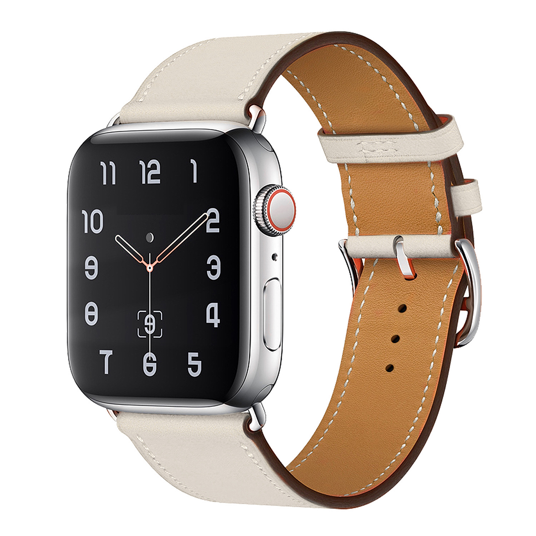 jurk Moederland Trouw Apple Watch 42/44MM Leren Bandje - Leer - Horloge Bandje - Polsband -  Kunstleer - Apple Watch 1 / 2 / 3 / 4 / 5 / 6 / SE - Wit - AllYourGames.nl