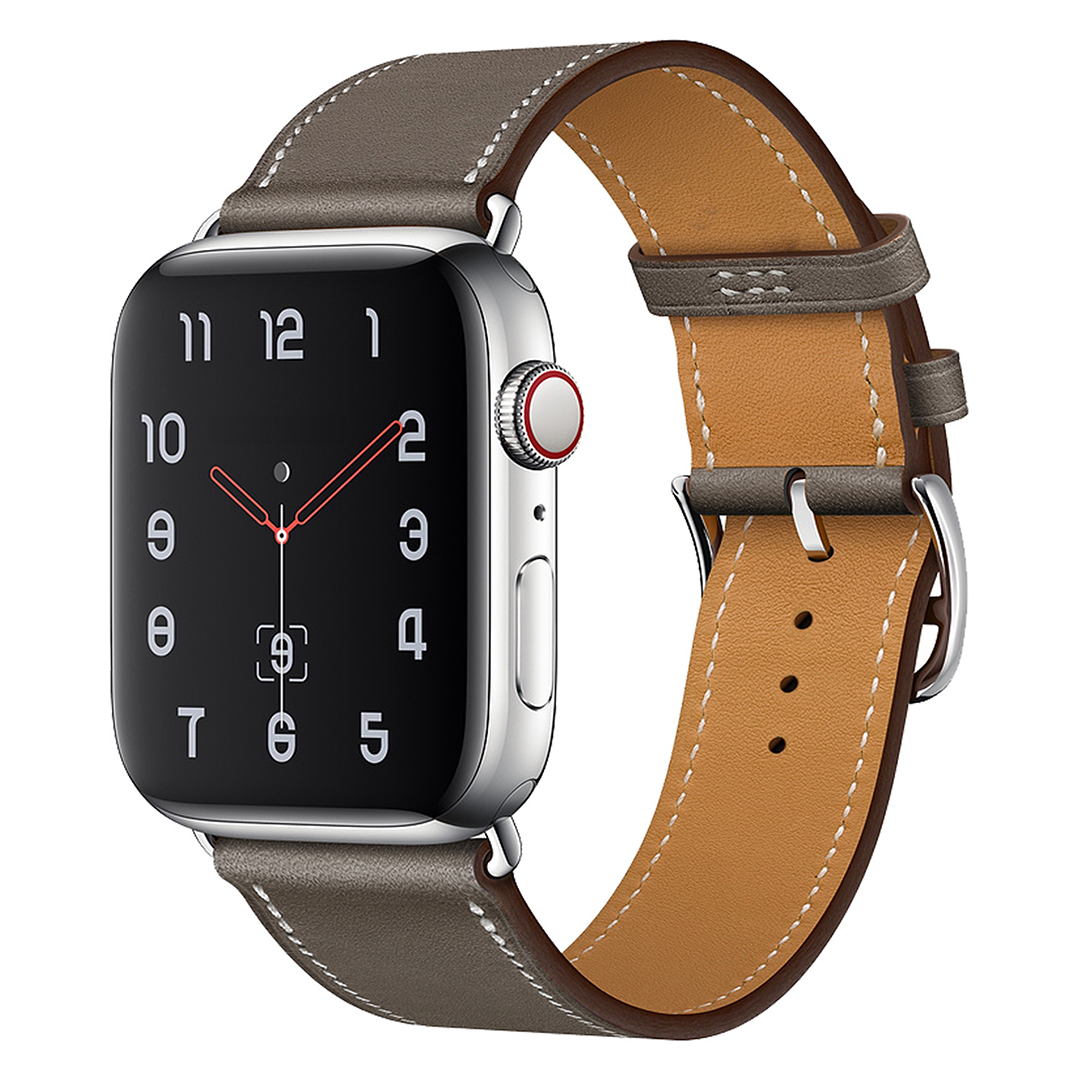 Bandje geschikt voor Apple Watch 42/44MM - Maat L - Horlogebandje - Polsband - Kunstleer - Grijs afbeelding