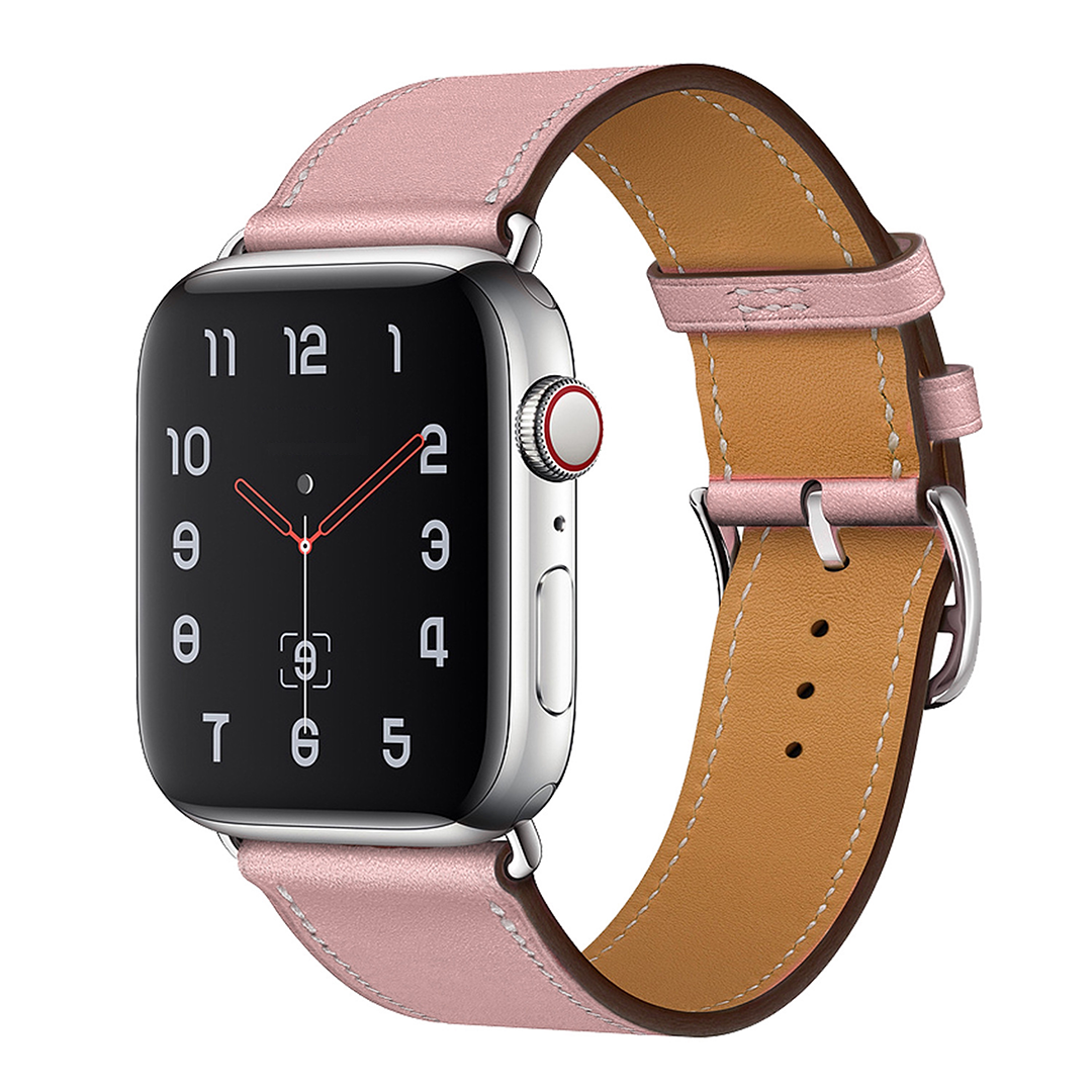 Bandje geschikt voor Apple Watch 42/44MM - Maat L - Horlogebandje - Polsband - Kunstleer - Roze afbeelding
