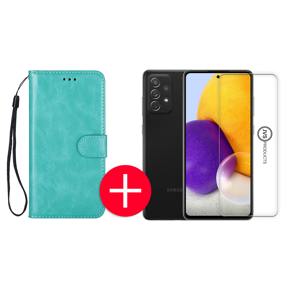 Samsung Galaxy A72 Hoesje - Kunstleer - Portemonnee - Book Case - Wallet - Samsung Galaxy A72 - Turquoise + Gratis Screenprotector afbeelding